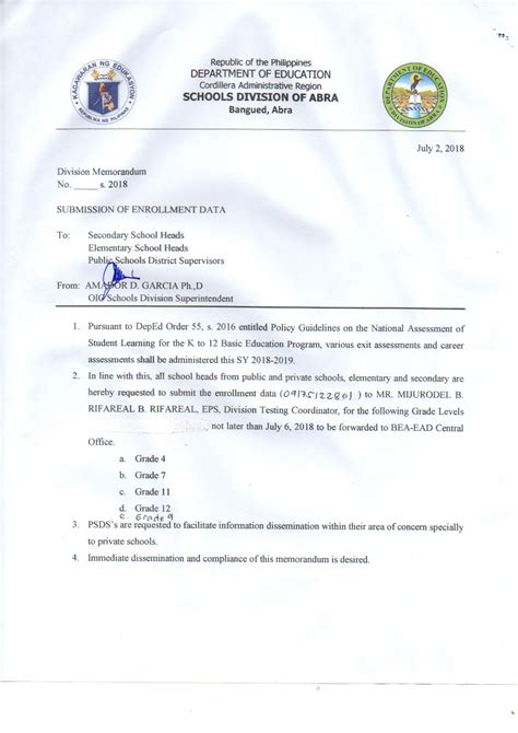 Unnumbered Memo :: DepEd ZN.